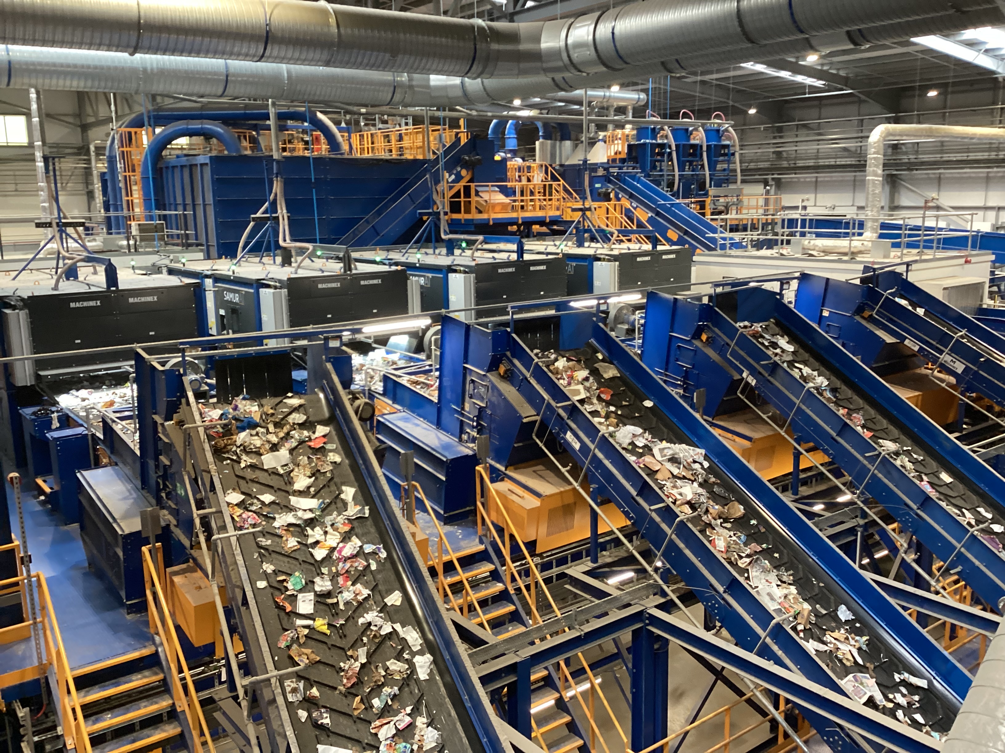 Moving on to the next stages of sorting along the conveyor belts. Credit: Sherbourne Recycling